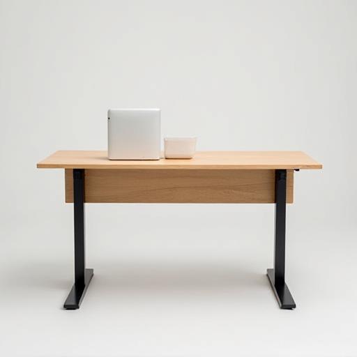 ライトオーク仕上げのAscendシットスタンドデスク。